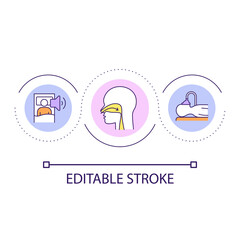 Respiratory diseases loop concept icon. Problem with breathing treatment. Medical service abstract idea thin line illustration. Isolated outline drawing. Editable stroke. Arial font used