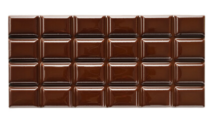 Bitter black chocolate bar isolated on white background, close-up, top view, macro.