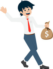 Salary Man Business Isolated Person People Cartoon Character Flat illustration Png #87