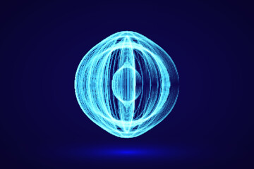 glossy blue sphere ball shape tech science light orb structure global network plasma glass