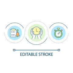Time management skill loop concept icon. Building plant for day. Scheduling events and activity abstract idea thin line illustration. Isolated outline drawing. Editable stroke. Arial font used