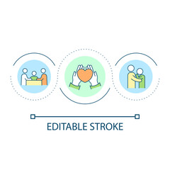 Emotional support loop concept icon. Psychotherapy for patients. Acceptance of problem abstract idea thin line illustration. Isolated outline drawing. Editable stroke. Arial font used