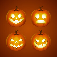 Halloween Pumpkin Vector Illustration Set