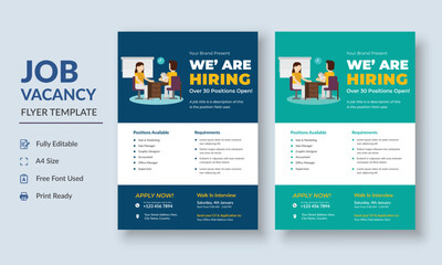 Job Vacancy Flyer Template, Job Recruitment Flyer, We are Hiring Job Flyer Template