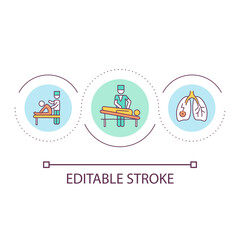 Respiratory physiotherapy loop concept icon. Improve airway clearance. Treatment program abstract idea thin line illustration. Isolated outline drawing. Editable stroke. Arial font used
