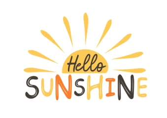Wall murals Positive Typography Hello sunshine. Hand drawn typography poster. Modern calligraphy and hand lettering. Inspiration vector illustration