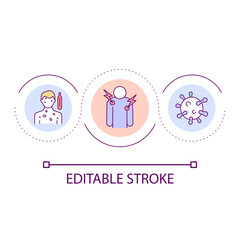 Human virus disease loop concept icon. Diagnostic and symptoms of illness. Health care abstract idea thin line illustration. Isolated outline drawing. Editable stroke. Arial font used