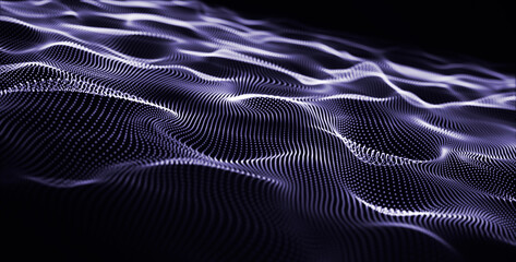 Naklejka premium Futuristic background of points and lines with a dynamic wave. Big data. Abstract background