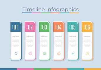 Timeline Infographics Design Marketing Icons. Usable for Workflow Layout, Diagram, Annual Report, Web Design. Business Data Visualization with steps or Processes