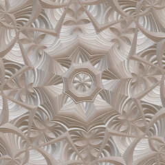 Fractal pattern in the style of stucco bas-relief on a gray stone wall - 534204038