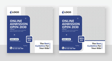 School Admission Social Media Post Design, Back to School Social Media Post Template