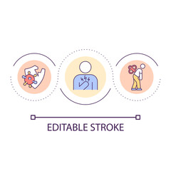 Vulnerability to infectious diseases loop concept icon. Virus containing danger. Health problem abstract idea thin line illustration. Isolated outline drawing. Editable stroke. Arial font used