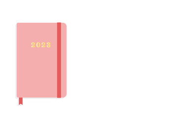2023年の刻印が入ったピンク色の手帳・日記 - 年賀状・新年・計画のイメージ素材
