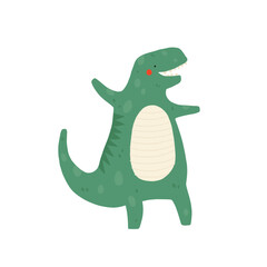 Cute tyrannosaurus dinosaur. Funny dino character. Vector cartoon illustration.