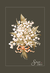 Lily of the Valley, can be used as invitation card for wedding, birthday and other holiday and summer background