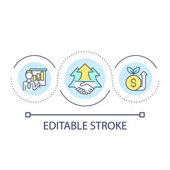 Business analytics loop concept icon. Financial forecast. Partnership advantages. Growth, development abstract idea thin line illustration. Isolated outline drawing. Editable stroke. Arial font used