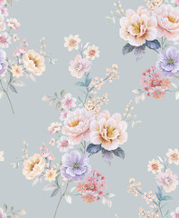 Classic Popular Flower Seamless pattern background.Perfect for wallpaper, fabric design, wrapping paper, surface textures, digital paper.