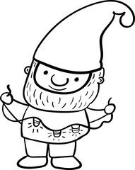 Gnome Santa holds a garland with light bulbs vector hand drawn cartoon illustration