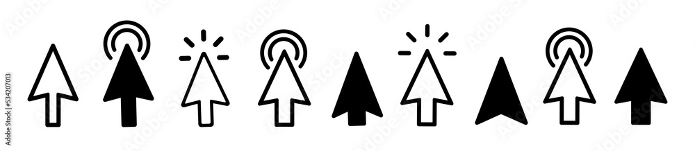 Poster clicks cursor or pointer vector icon. press or click