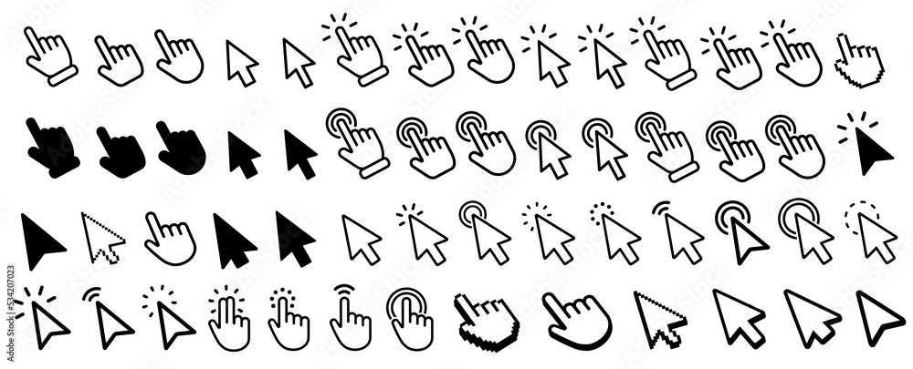 Poster clicks cursor or pointer vector icon. press or click