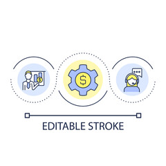 Financial consulting loop concept icon. Business analytics. Outsourcing service. Commerce abstract idea thin line illustration. Isolated outline drawing. Editable stroke. Arial font used