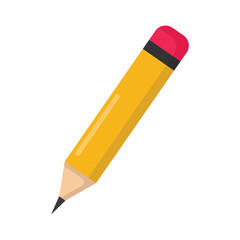 Vector graphic of yellow pencil. School equipment illustration with flat design style. Suitable for poster or content design assets