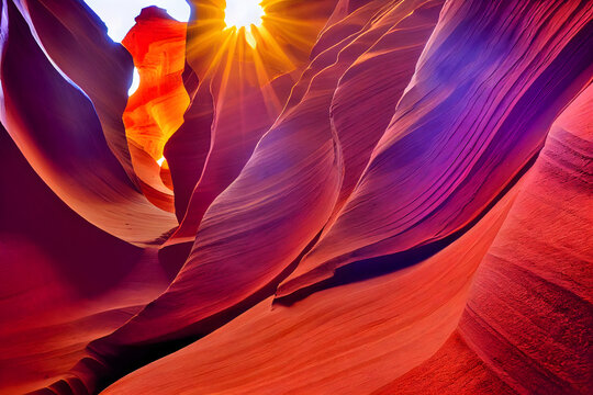 Beautiful view of the Antelope Canyon sandstone formations in Arizona, the USA