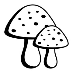 Mushrooms or  fungus Vector Icon Design, Autumn or Fall activities Symbol, Dry weather Sign, Temperate climates Elements Stock illustration, Toadstool Concept