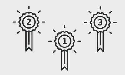 Set of medal line icons. Award winner badge. Winning prize symbol. Vector illustration