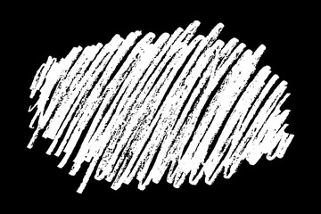 Scribble hand drawn in chalk on black background. Monochrome stain element. Digitally generated image. Vector illustration, Eps 10.