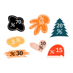 Sale labels set. Discount coupons collection. Vector illustration