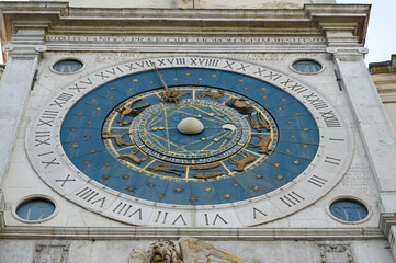 Fototapeta na wymiar Padua, Italy. The astronomical clocktower in city centre. Torre dell'Orologio.