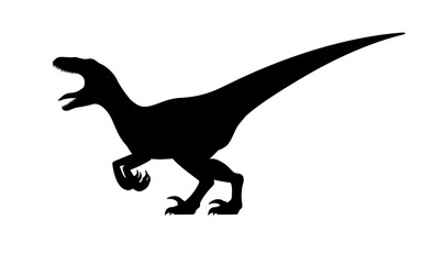 Growling dinosaur velociraptor silhouette