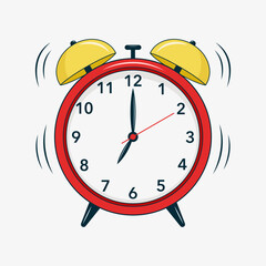 Red alarm clock isolated on white background.