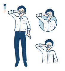 シャツを着た男性が泣いているイラスト