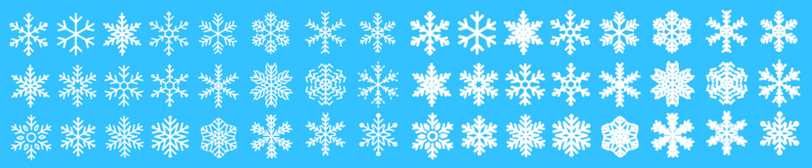 Naklejka na ściany i meble Collection of snowflakes set vector icon
