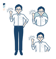 シャツを着た男性がガッツポーズをしているイラスト
