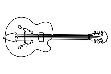 Obraz na płótnie Canvas One continuous line drawing Six string electric guitar isolated on white background.