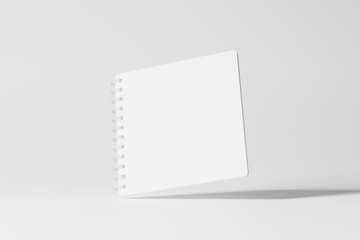 Square Spiral Notebook 3D Rendering White Blank Mockup