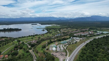 Fototapeta na wymiar Taiping, Malaysia - September 24, 2022: The Bukit Merah Laketown Resort