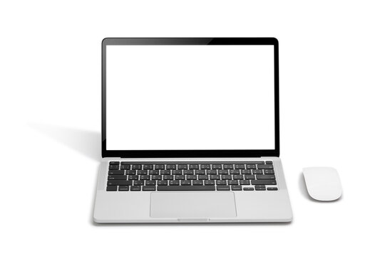 mockup laptop with blank screen. notebook isolated on white background.