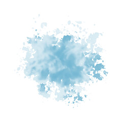 Naklejka na ściany i meble Abstract pattern with blue watercolor cloud on white background. Cyan watercolour water brash splash texture. Vector pastel color paint stain. Blue watercolor background