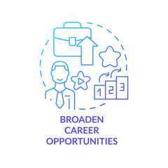 Broaden career opportunities blue gradient concept icon. Mentoring relationship benefit abstract idea thin line illustration. Exploring paths. Isolated outline drawing. Myriad Pro-Bold font used