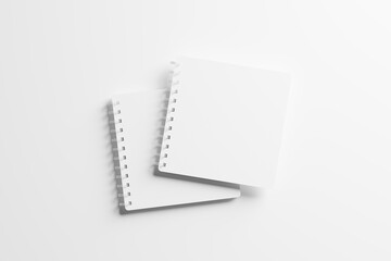 Square Spiral Notebook 3D Rendering White Blank Mockup