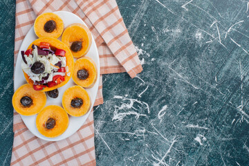 Fruit platter with autumn selection of foods