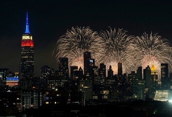 Fireworks in the New York City on 4th of July independence day
