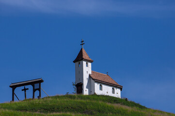 Landscape of a church on top of a hill