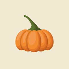 Orange pumpkin for Halloween. Autumn vector illustration in flat style.