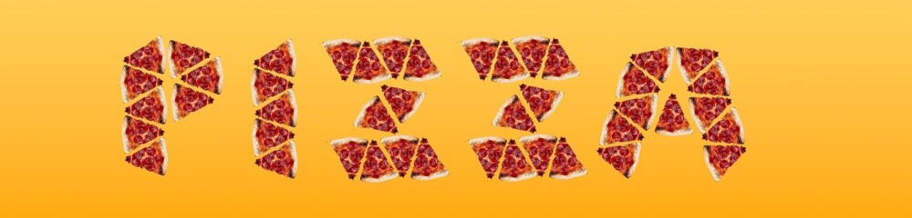 Photo of pepperoni pizza. Flat. - obrazy, fototapety, plakaty