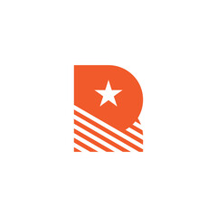 letter r orange stripes star logo vector